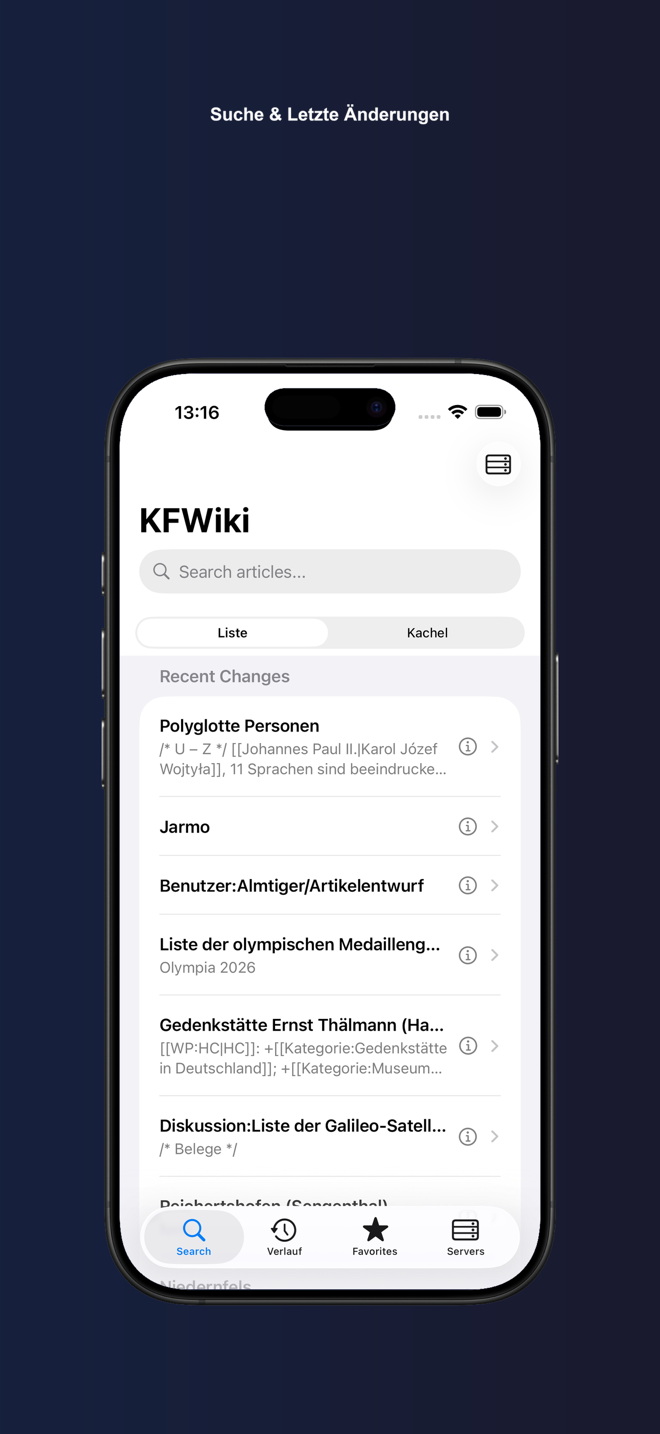 Suche & Letzte Änderungen